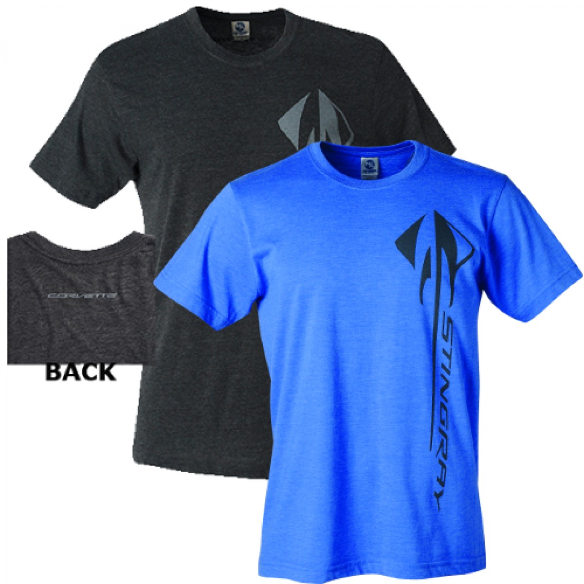 T-shirt Uomo Corvette C7 Stingray Grigia – Maglietta Classica Con Logo Verticale, Cotone Misto