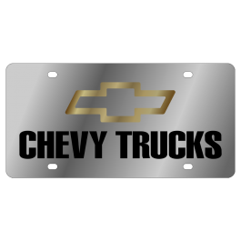 Chevy Trucks License Plate with Gold Bowtie