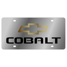 Chevy Cobalt Stainless Steel License Plate with Gold Bowtie