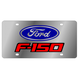 Ford F-150 License Plate with Blue Oval and Red Font