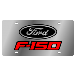 Ford F-150 License Plate with Black Oval and Red Font
