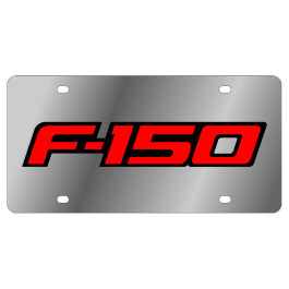 Ford F-150 Stainless Steel License Plate with Red Font