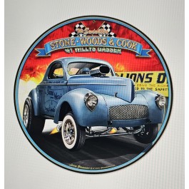 1941 S.W.C. Willys Gasser Round Sign 28 x 28