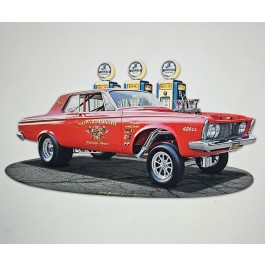 1963 Plymouth Gasser Fill-up Vintage Sign 18 x 10