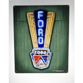 Ford Neon Car Metal Sign 17 x 20