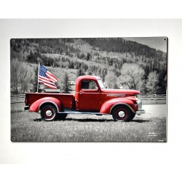 Trucks USA Flag Vintage Sign 18 x 12