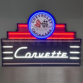 Corvette Art Deco Marquee LED Flex Neon Sign in Steel Can
