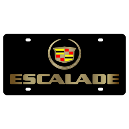 Cadillac Escalade Carbon Steel License Plate Gold Logo