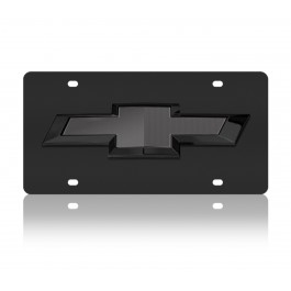 Chevrolet Black Bowtie Carbon Steel License Plate