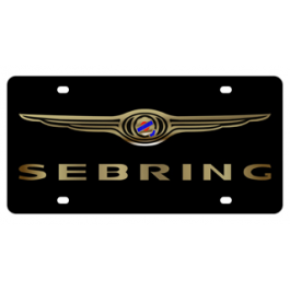 Chrysler Sebring Carbon Steel License Plate Gold Font