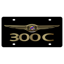 Chrysler 300C Carbon Steel License Plate Gold Font