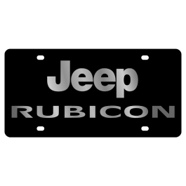 Jeep Rubicon Carbon Steel License Plate Silver Logo