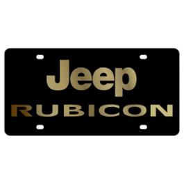 Jeep Rubicon Carbon Steel License Plate Gold Logo