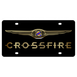 Chrysler Crossfire Carbon Steel License Plate Gold Logo