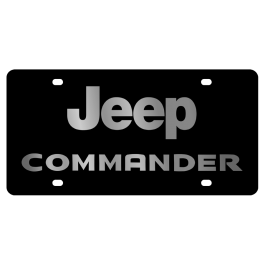 Jeep Commander Carbon Steel License Plate Silver Font