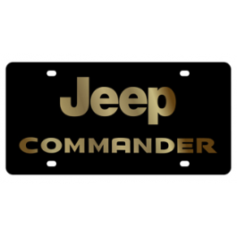 Jeep Commander Carbon Steel License Plate Gold Font