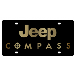 Jeep Compass Carbon Steel License Plate Gold Font