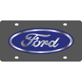 Ford Carbon Steel License Plate Blue Logo