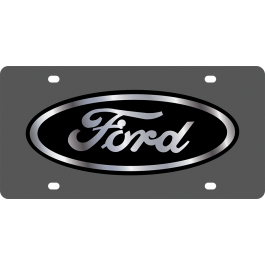 Ford Carbon Steel License Plate Black Logo