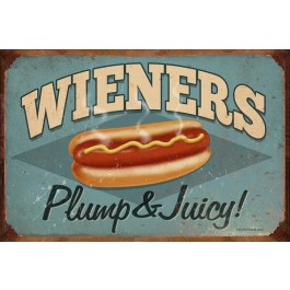 Wieners Plump & Juicy Vintage Sign 18 x 12
