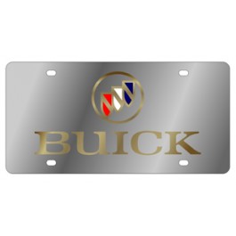 Buick Stainless Style Gold Word License Plate 