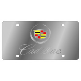 Cadillac License Plate - Stainless Style Script in Silver