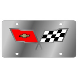 Corvette C3 Flags Stainless Style License Plate