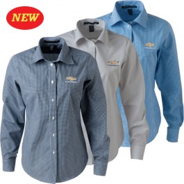 Ladies Chevrolet Gingham Check Shirt with Gold Bowtie