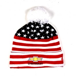 Chevy American Flag Beanie with Pom