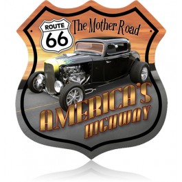 Route 66 Hotrod Vintage Sign 15 x 15