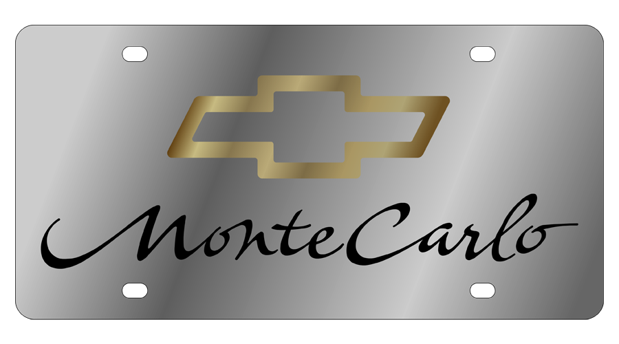 Chevy Monte Carlo License Plate with Gold Bowtie