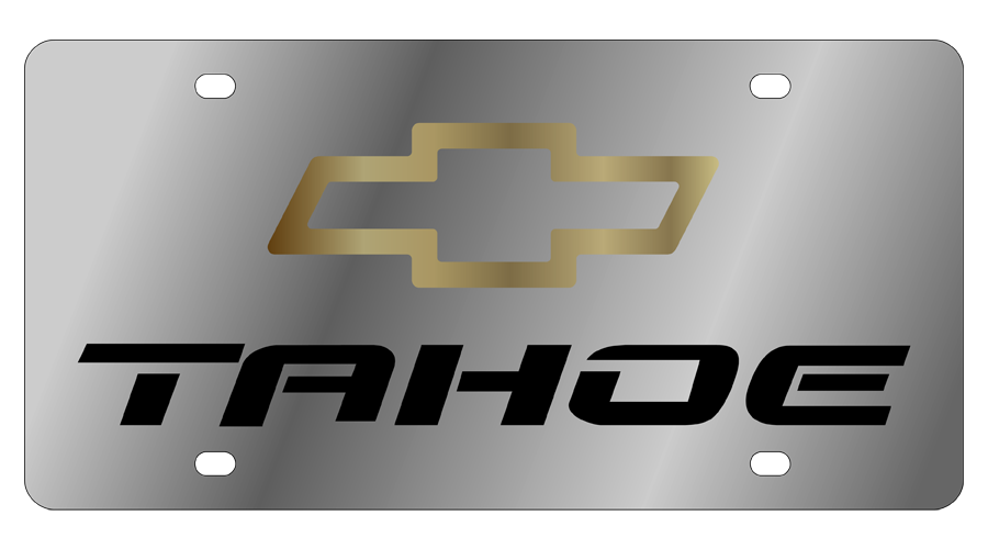 Chevy Tahoe License Plate with Gold Bowtie