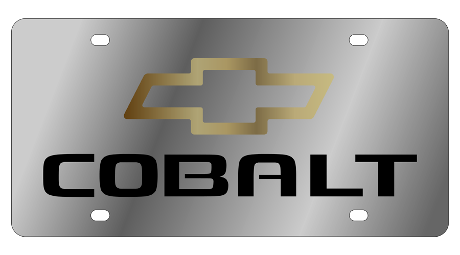 Chevy Cobalt Stainless Steel License Plate with Gold Bowtie