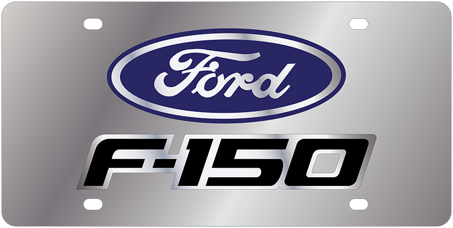 Ford F-150 Stainless Steel License Plate with Mirror Outline