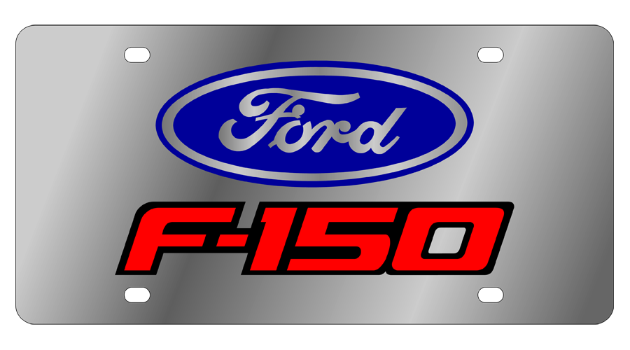 Ford F-150 License Plate with Blue Oval and Red Font