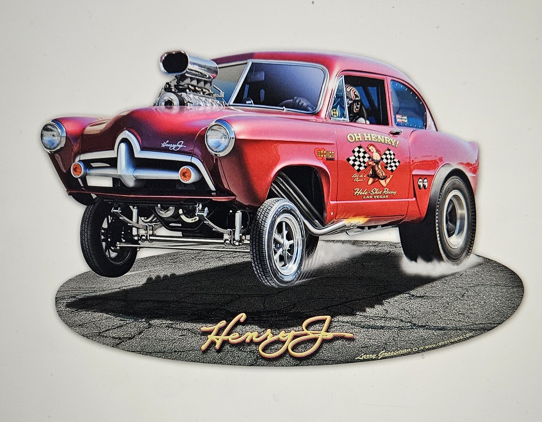 1951 Henry J Gasser Cut Out Vintage Sign 18 x 12