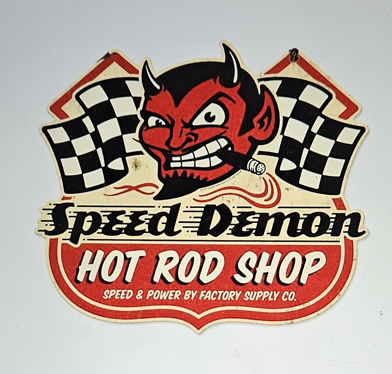 Speed Demon Hrshop Vintage Shield Sign 27 x 24
