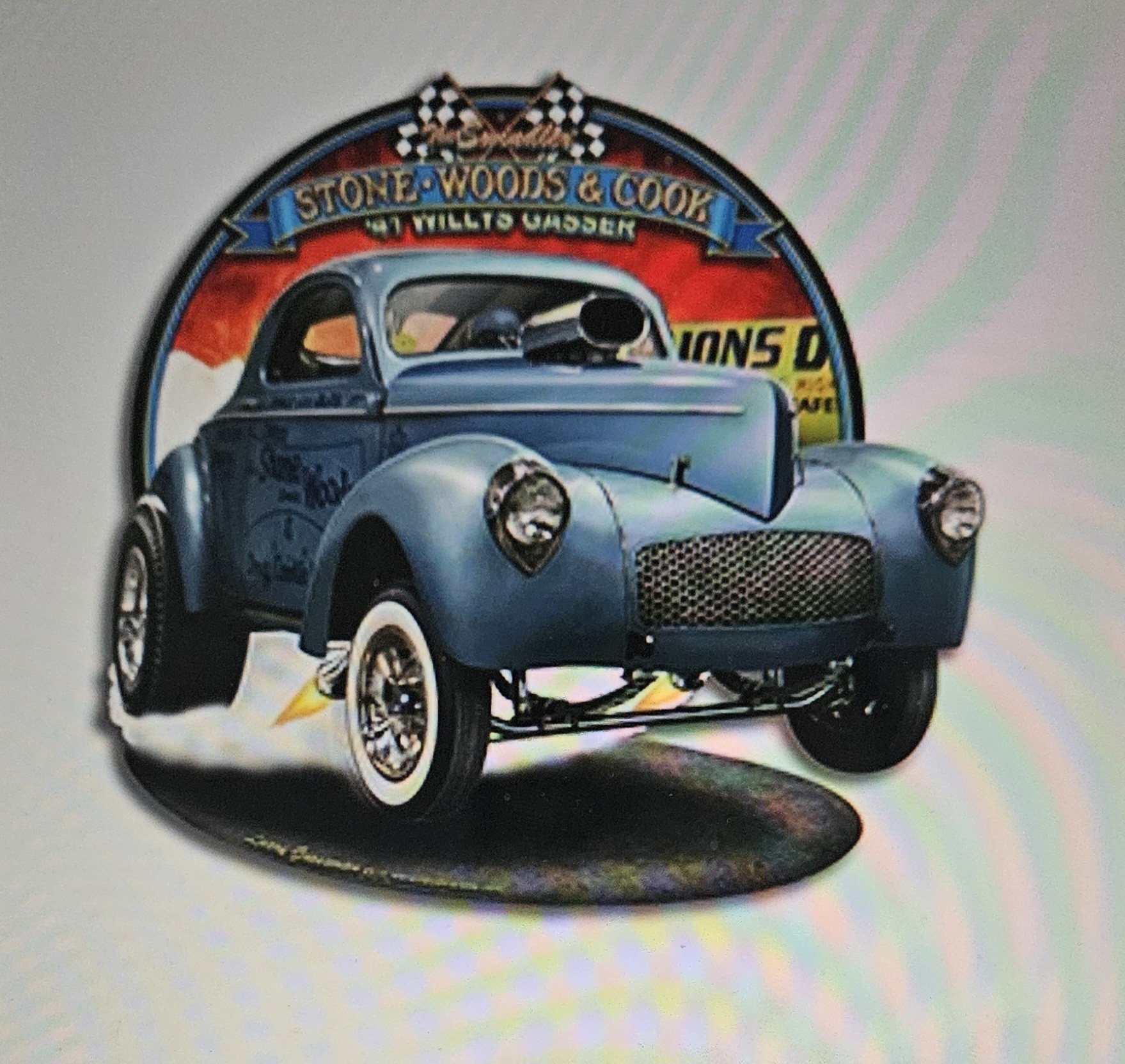 1941 S.W.C. Willys Gasser Vintage Sign 15 x 4