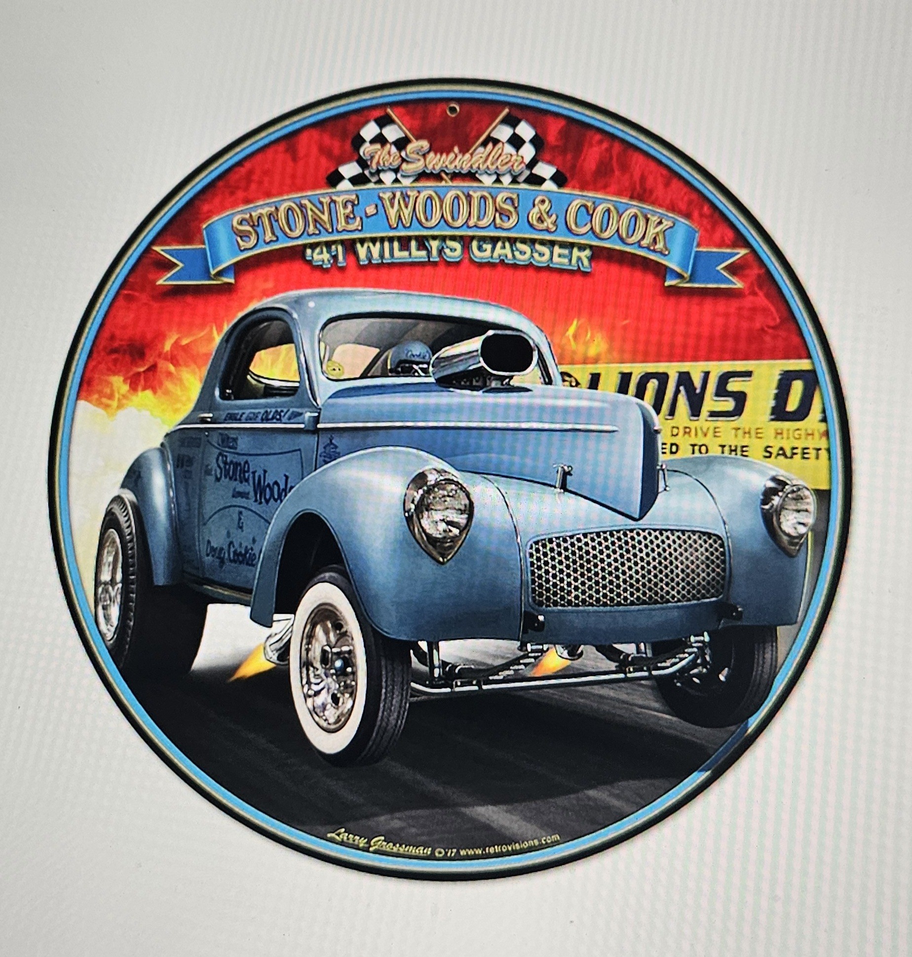 1941 S.W.C. Willys Gasser Round Sign 14 x 14
