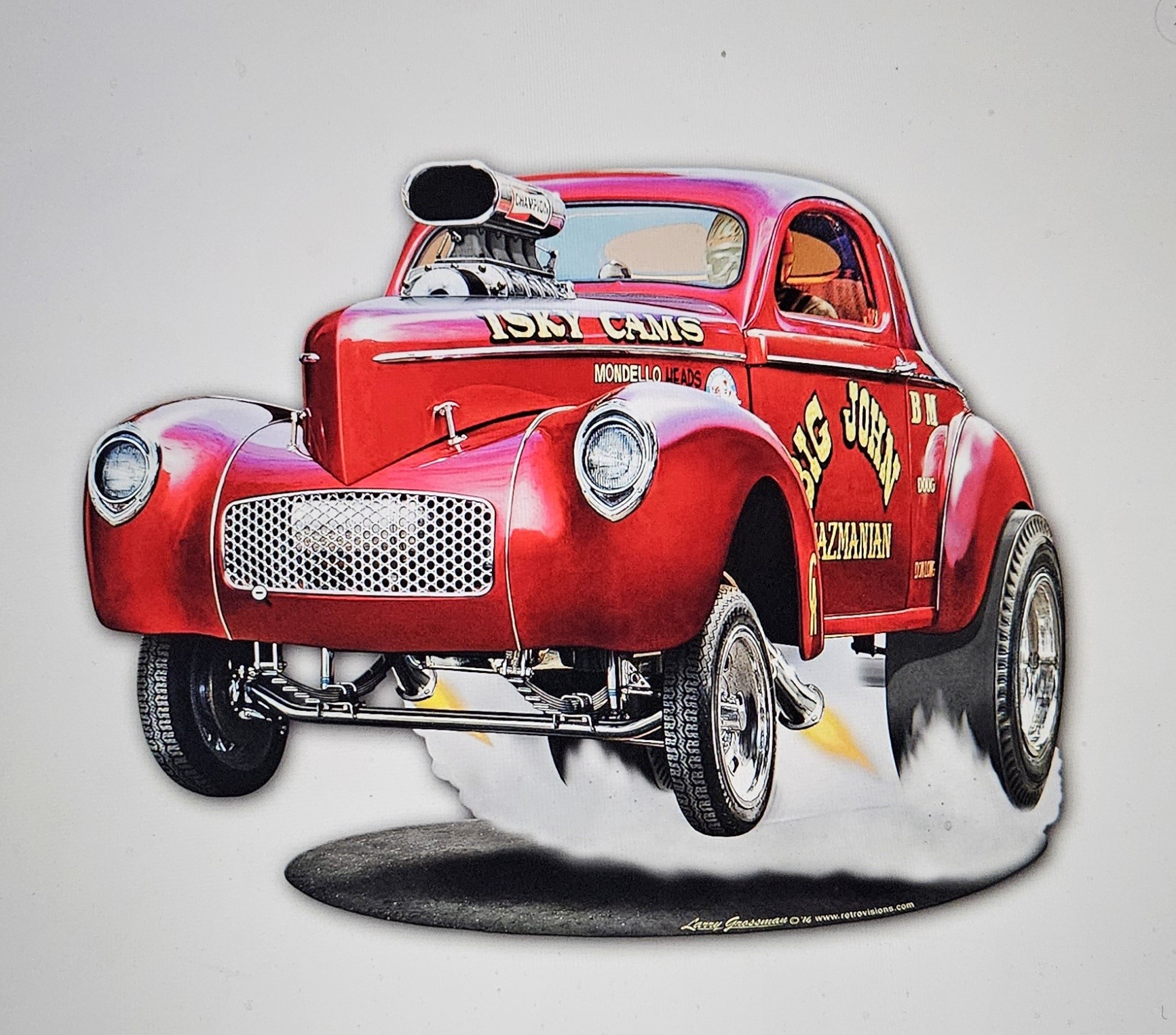 1940 Willys Big John Gasser Cut-Out Vintage Sign 29 x 23