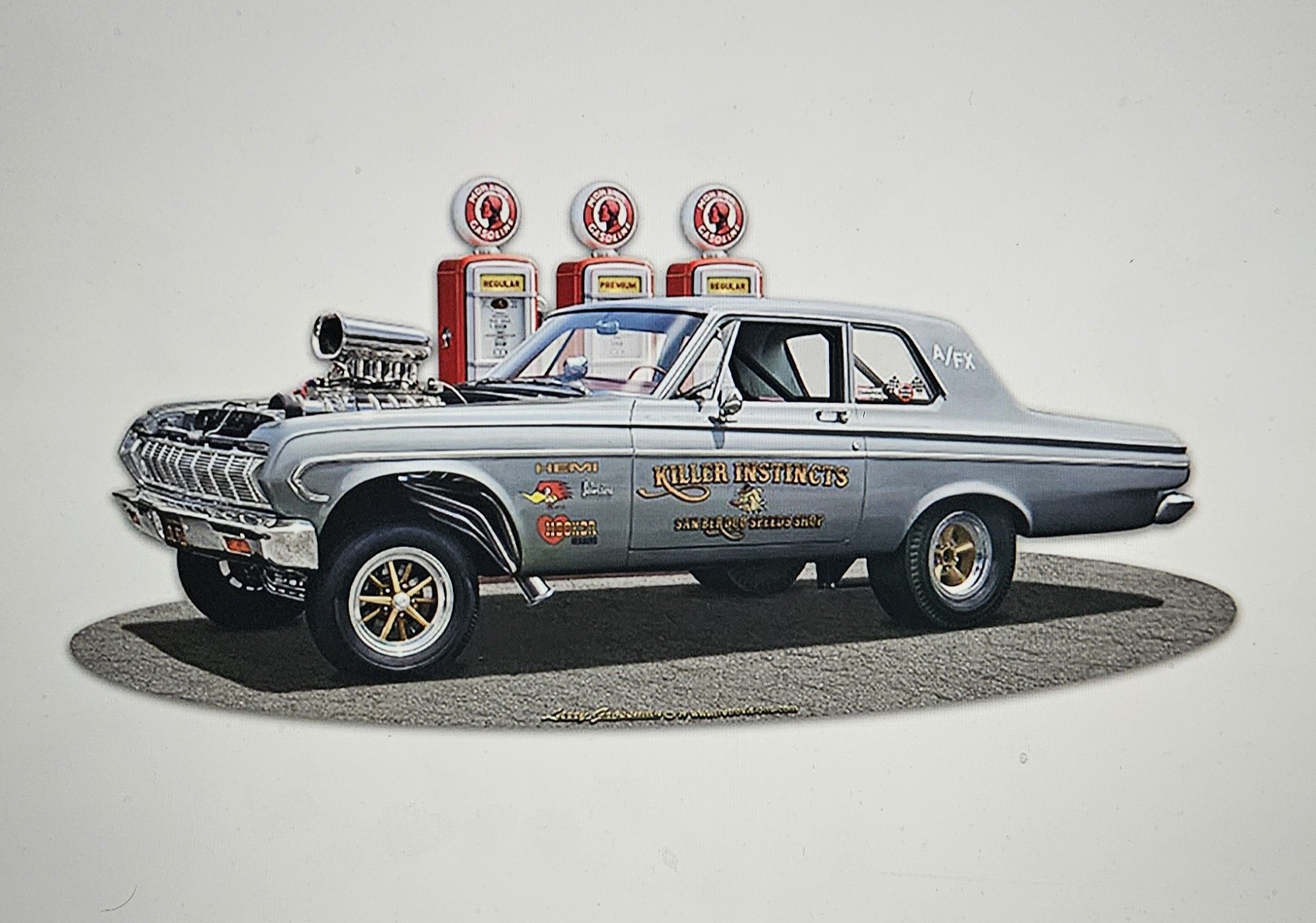 1964 Plymouth Gasser Cut-Out Vintage Sign 18 x 9