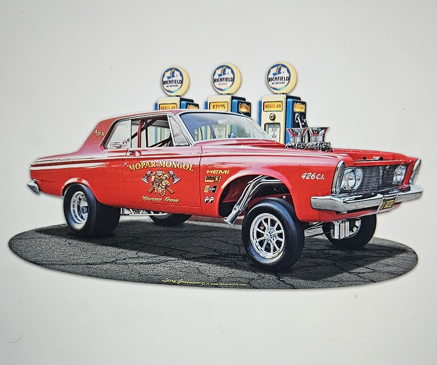 1963 Plymouth Gasser Fill-up Vintage Sign 18 x 10