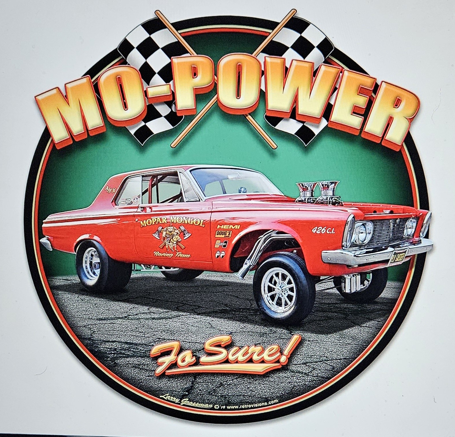 1963 Plymouth Gasser Vintage Round Sign 28 x 28