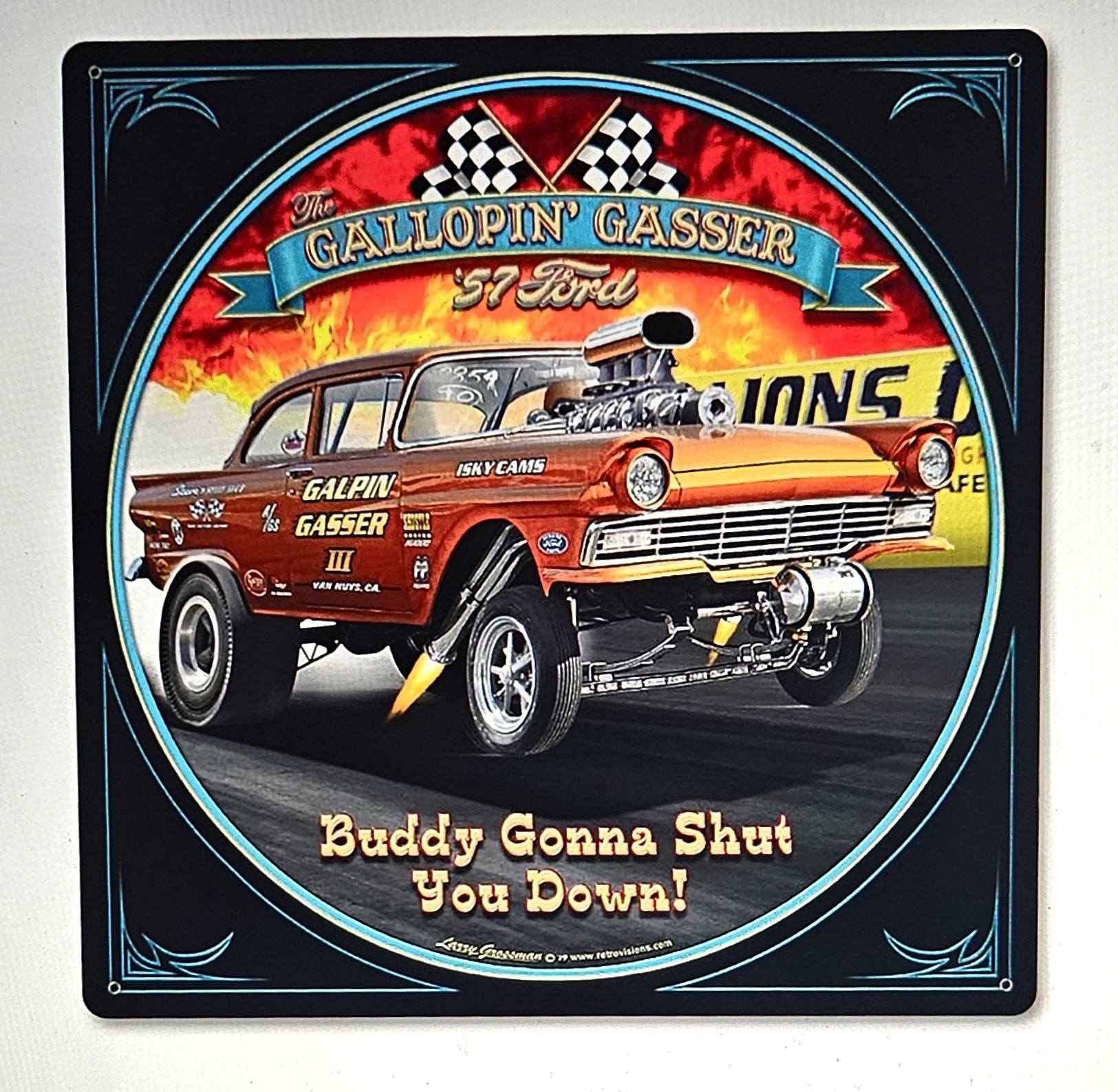 1957 Ford Gasser Vintage Satin Sign 24 x 24