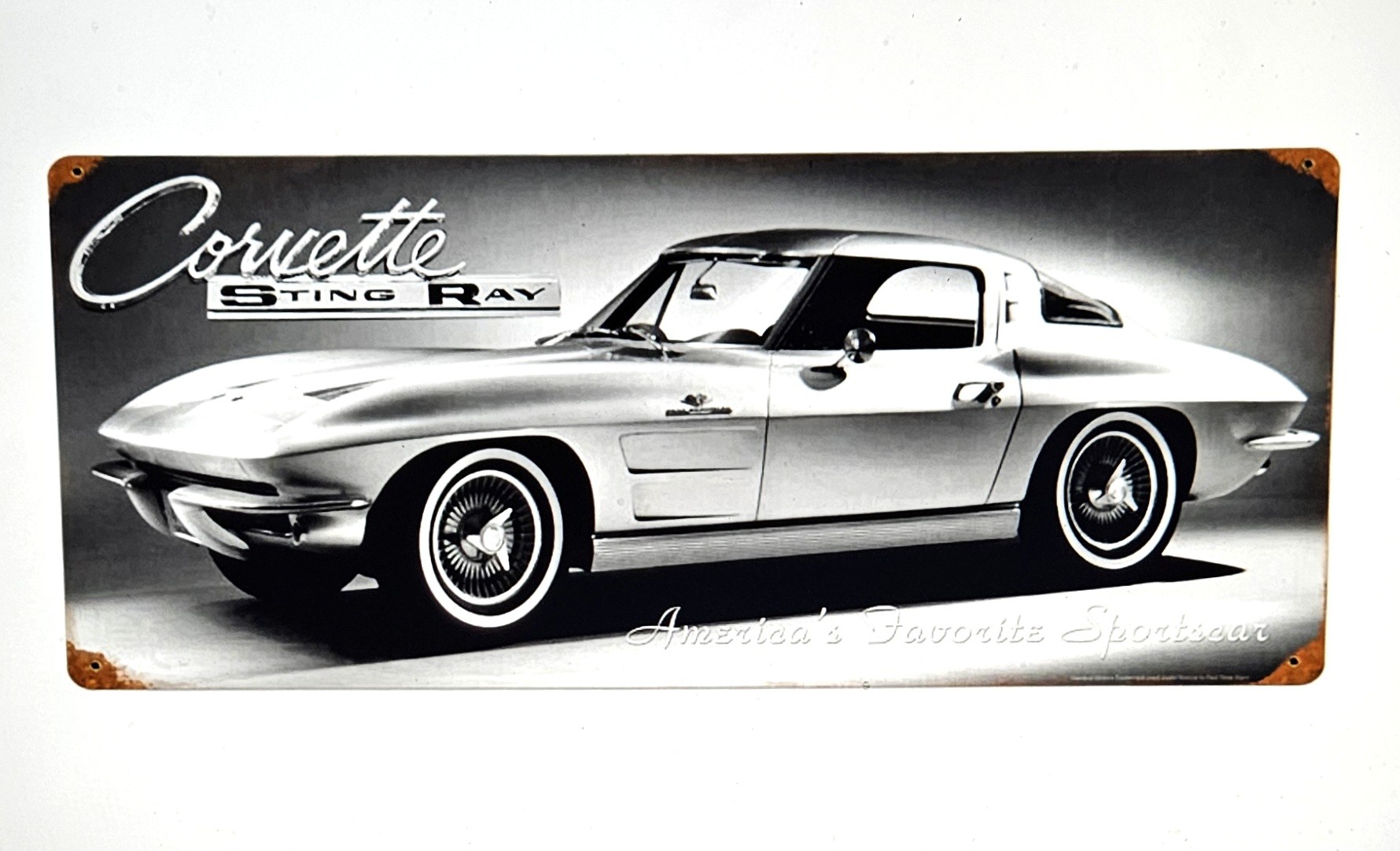 Corvette Stingray B&W Sign 24 x 16