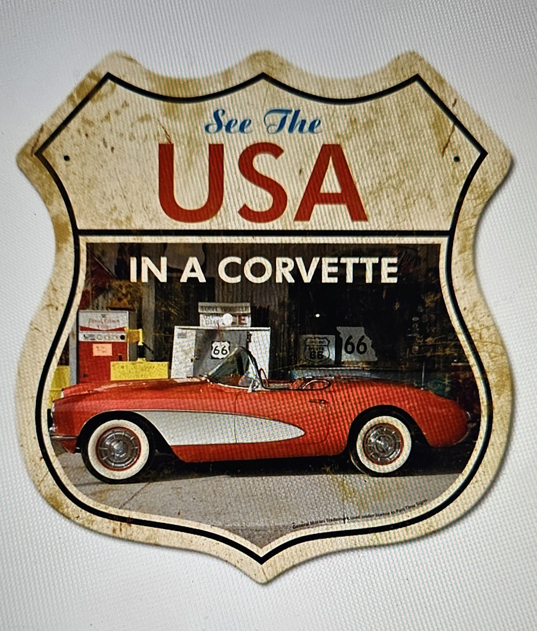 Corvette Road Shield Vintage Sign 15 x 15