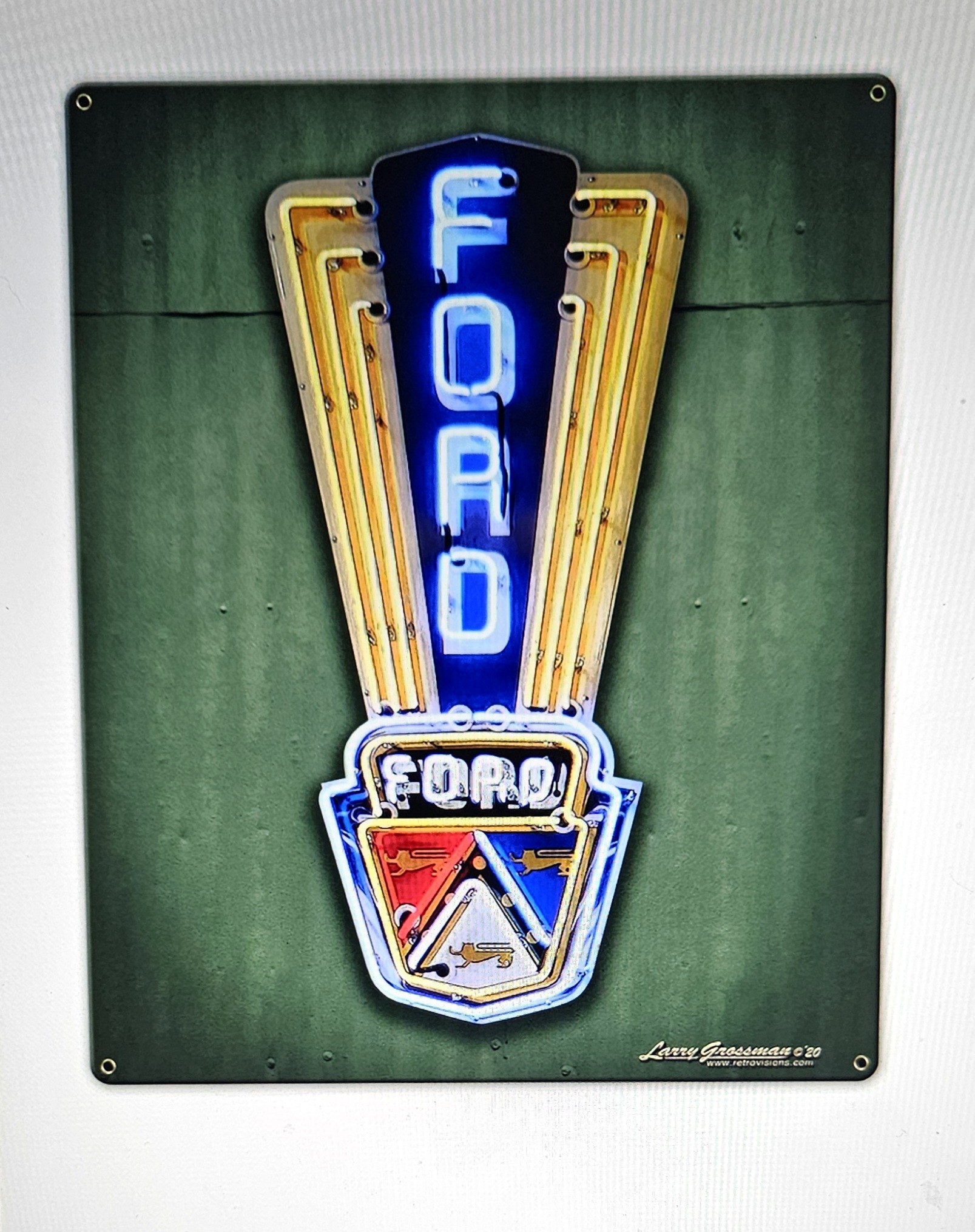 Ford Neon Car Metal Sign 14 x 17