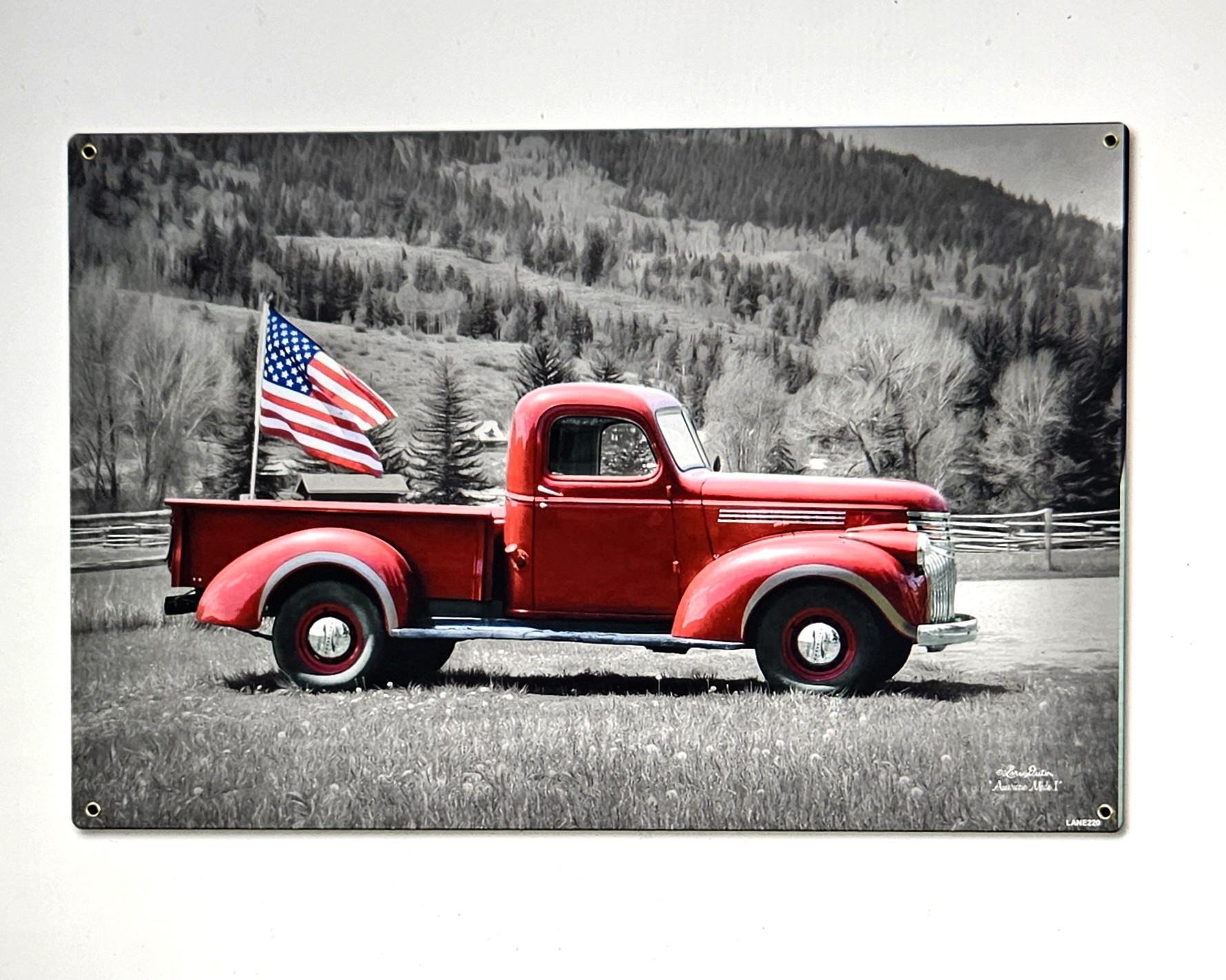Trucks USA Flag Vintage Sign 18 x 12