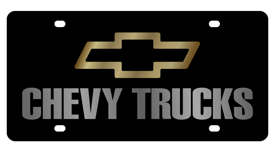 Chevy Trucks Lazer-Tag License Plate with Gold Bowtie