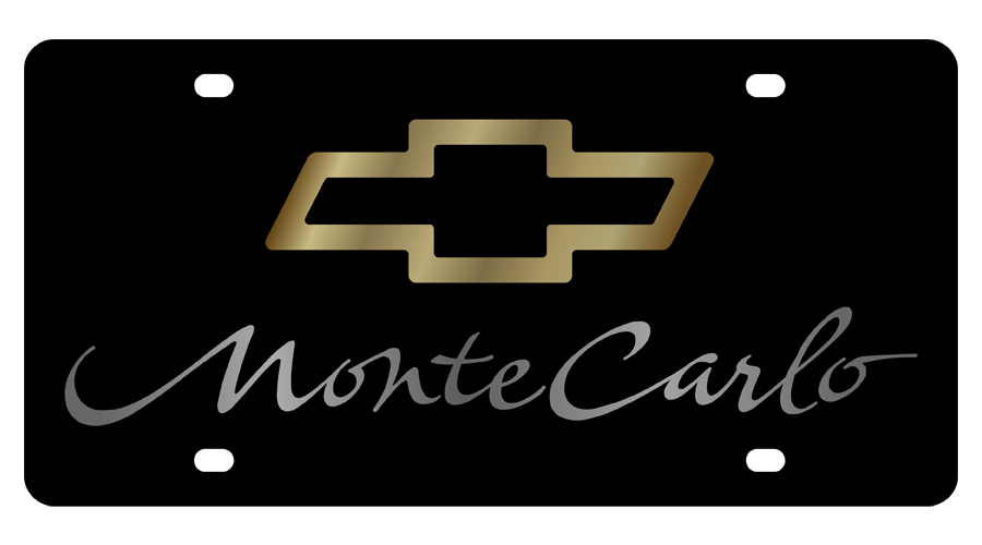 Chevy Monte Carlo License Plate with Gold Bowtie